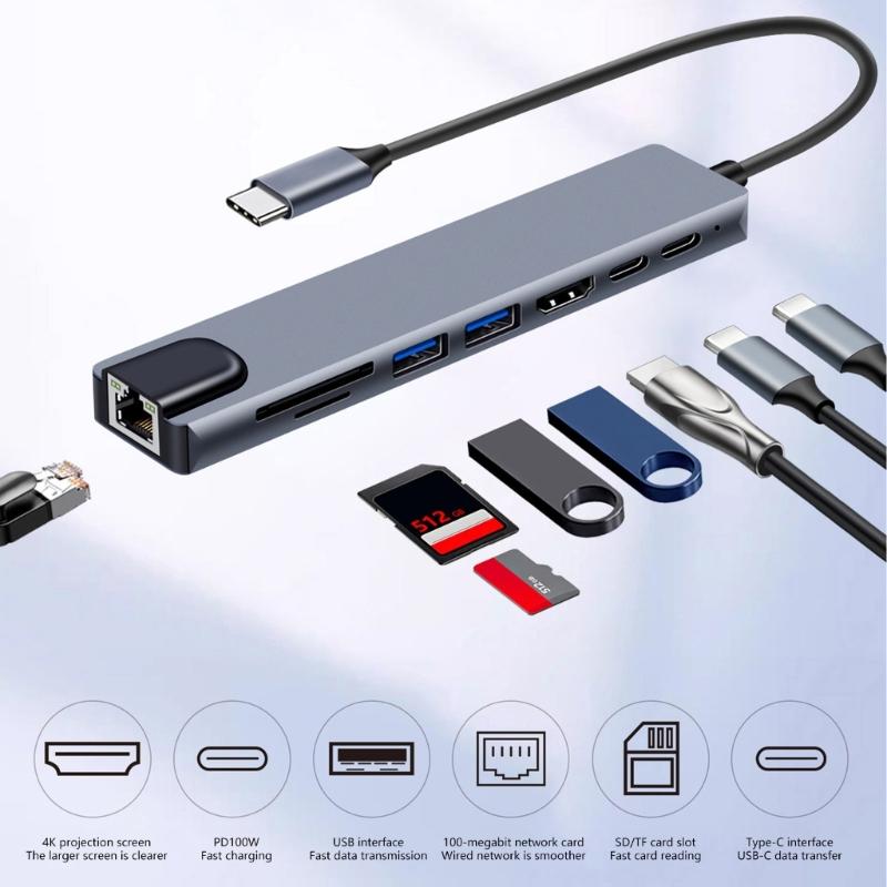 Multiports USB C Docking stations with 4K Hdmis Fast Charging Dock Gigabit Ethernet Connectivities for Laptop PC Devices