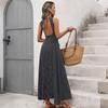 Women's Fashion Summer Spring Polka Dot Print Sleeveless O-Neck High Waist Casual Dresses