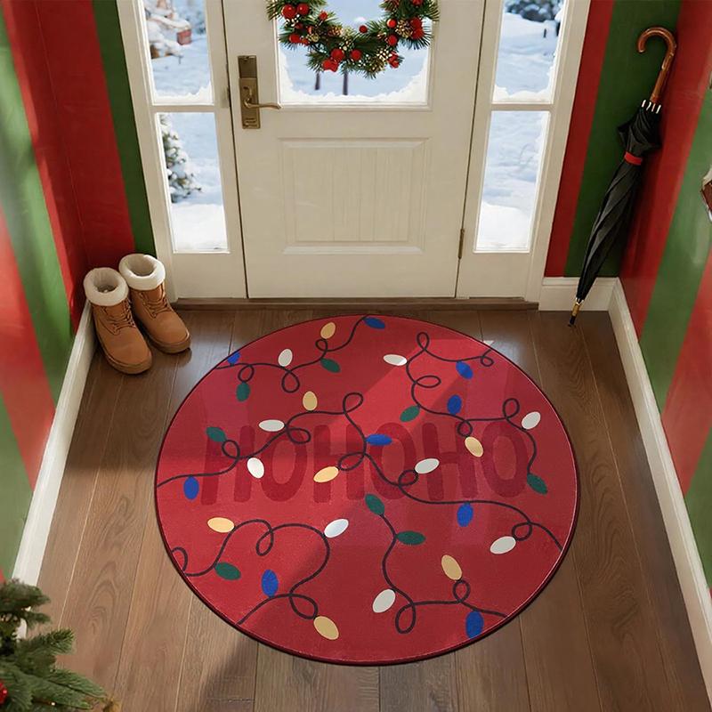 1pc Christmas Round Rugs: Snowman, Tree, Wreath & More - Festive Home Decor ,Christmas Round Carpet Decoration..