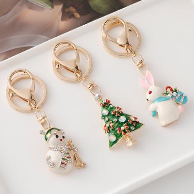 European and American Christmas Series Keychain Cute Christmas Tree Dripping Metal Pendant Christmas Decoration