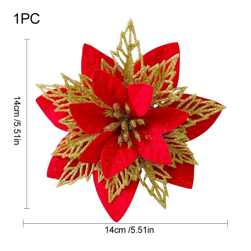 

Искусственная имитация золотой пудры цветок рождественская елка серебряный цветок декоративные аксессуары композиция красный/золотой