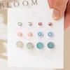 Trendy Inlaid Colored Zircon Acrylic Stud Earrings, Versatile and Sweet Earrings Set.