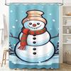 Tuniu Cute Snowman Winter Holiday Bathroom Shower Curtain Festive Fun Decor Set Waterproof
