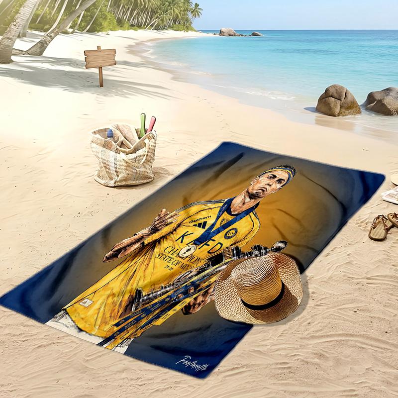 Cristiano Ronaldo Aufdruck Strandtuch Schnelltrocknend Super Saugfähig Weiches Badetuch zum Schwimmen Strand Reisen Fan Souvenir Geschenk