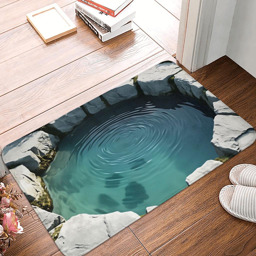 3D Visual Illusion Deep Pit Trap Front Floor Door Entrance Mat Indoor  Kitchen Bath Doormat Bedroom Carpet Rug