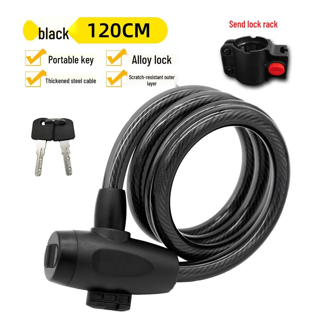 Five-Digit Combination Anti-Theft Steel Cable Lock for Bicycles and Helmets