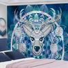 Cute Fawn Tapestry Christmas Reindeer Wall Hanging Bohemian Bedspread Blanket Dorm Home Decor mantas mandalas
