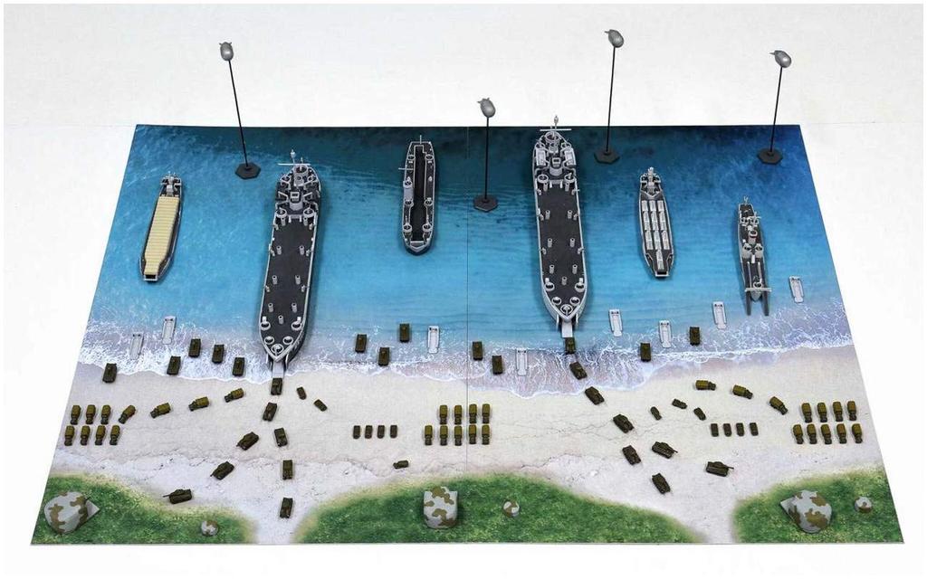 Pit Road SPS Series World War II Normandy Landings Scenery Paper Base X 185mm 2 Plastic Model SPS07 1/700 (D-Day) (290 Pieces)