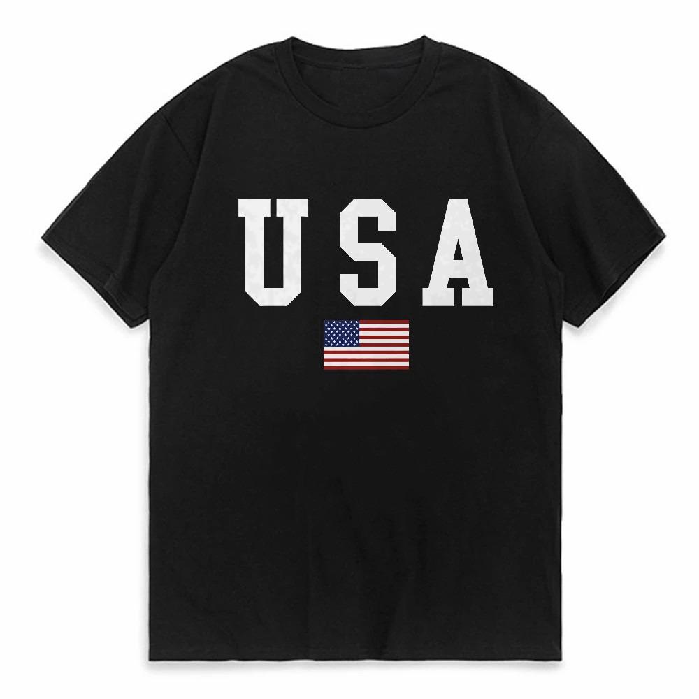 Usa American Flag Printed Men Fashion TShirt New Round Neck Harajuku Design Summer Short Sleeved TShirt Casual Loose Top Tees