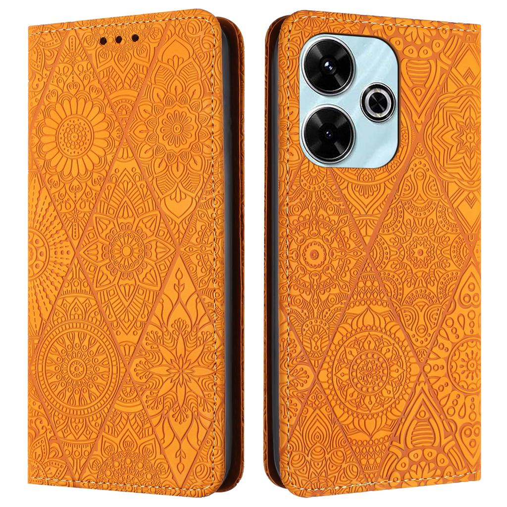 For Xiaomi Redmi 13 5G/13 4G Case Imprinted Flower Wallet Stand Leather Phone Cover