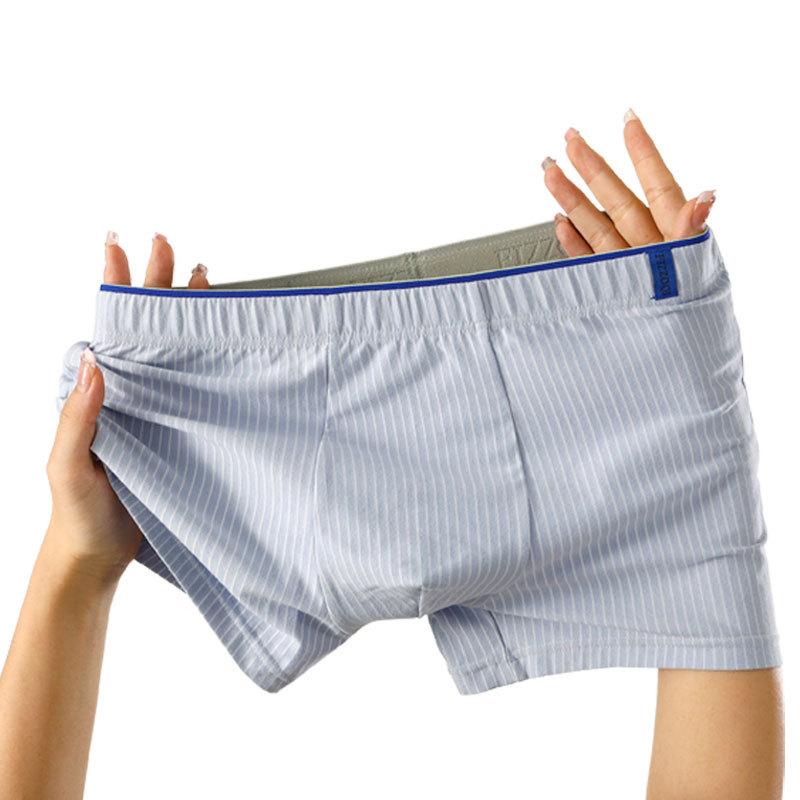 Men's Cotton Underwear Breathable Loose Square Underwear Striped Plus Size Flat Corner Shorts