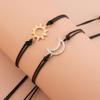 Sun & Moon Adjustable Wax Cord Bracelet - Alloy, Woven, Couple's Jewelry