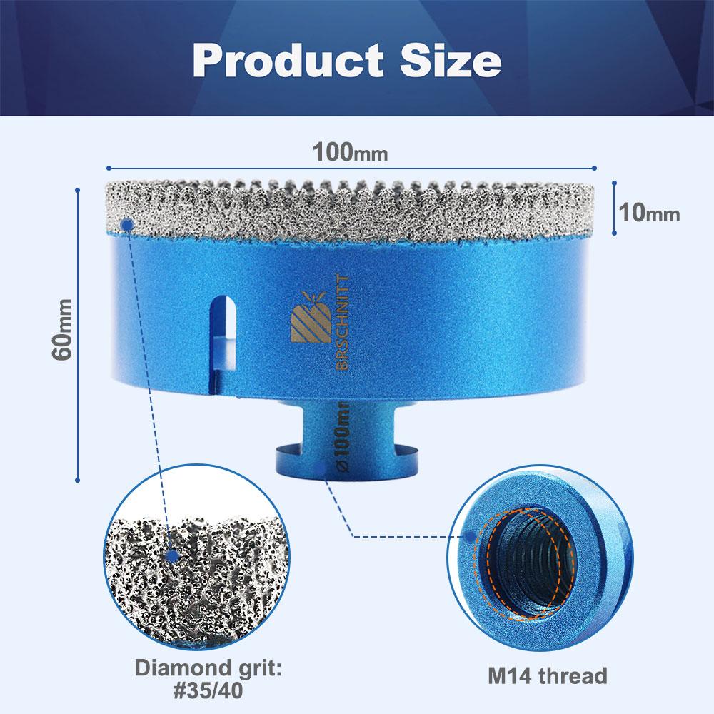BRSCHNITT Drilling Bit Dia 20-100mm for Granite Marble Stone Hole Saw Porcelain Tile Cutter Drilling Core Bit