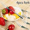 4 Pcs Kitchen Tools Cocktail Dessert Fork Tasting Stainless Steel Appetizer Cake Fruit Fork Food Pick Accessories Supplies