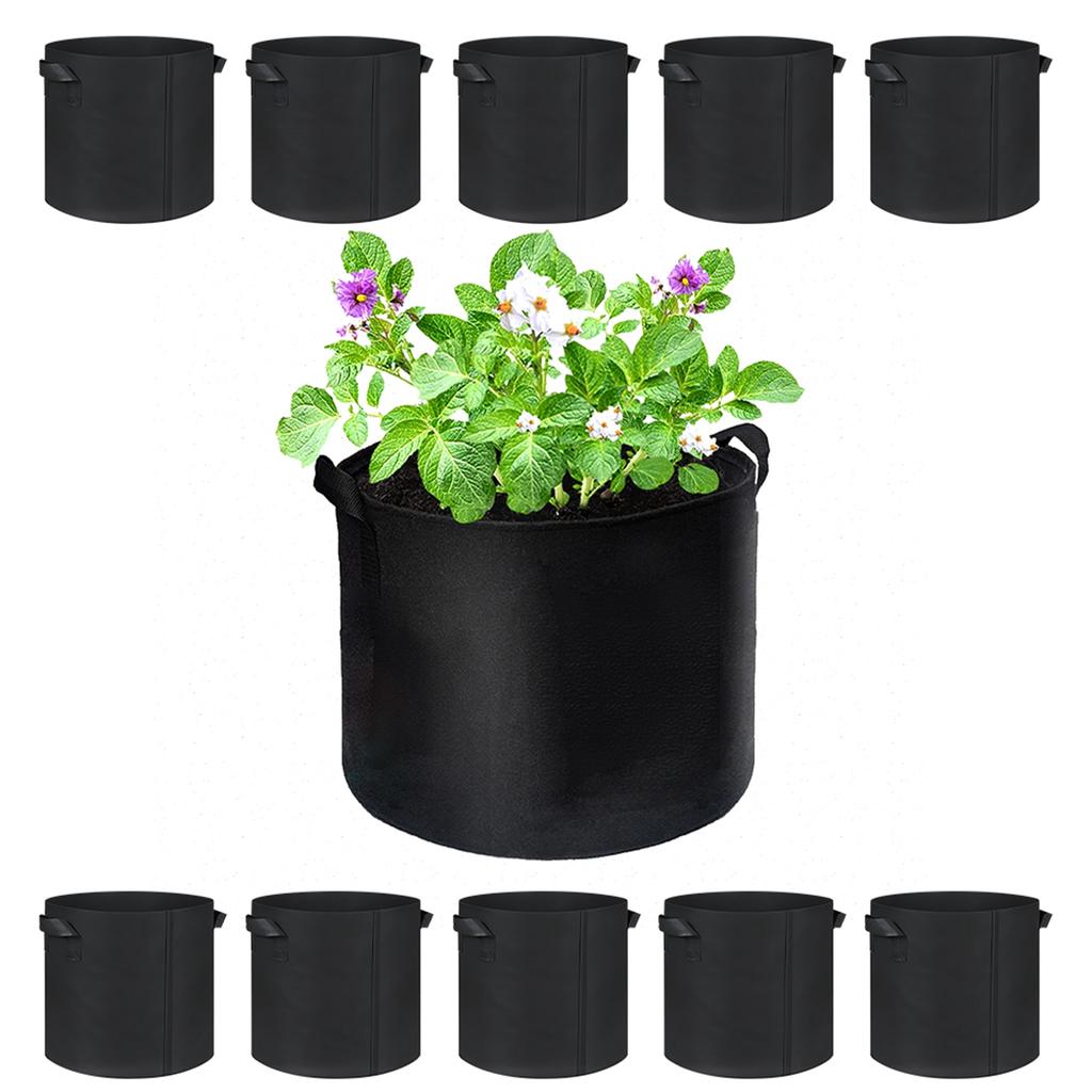 5-Pack Plant Grow Bags 5 Gallon Non Woven Fabric Breathable Garden Potato Mushroom Grow Bags Foldabl