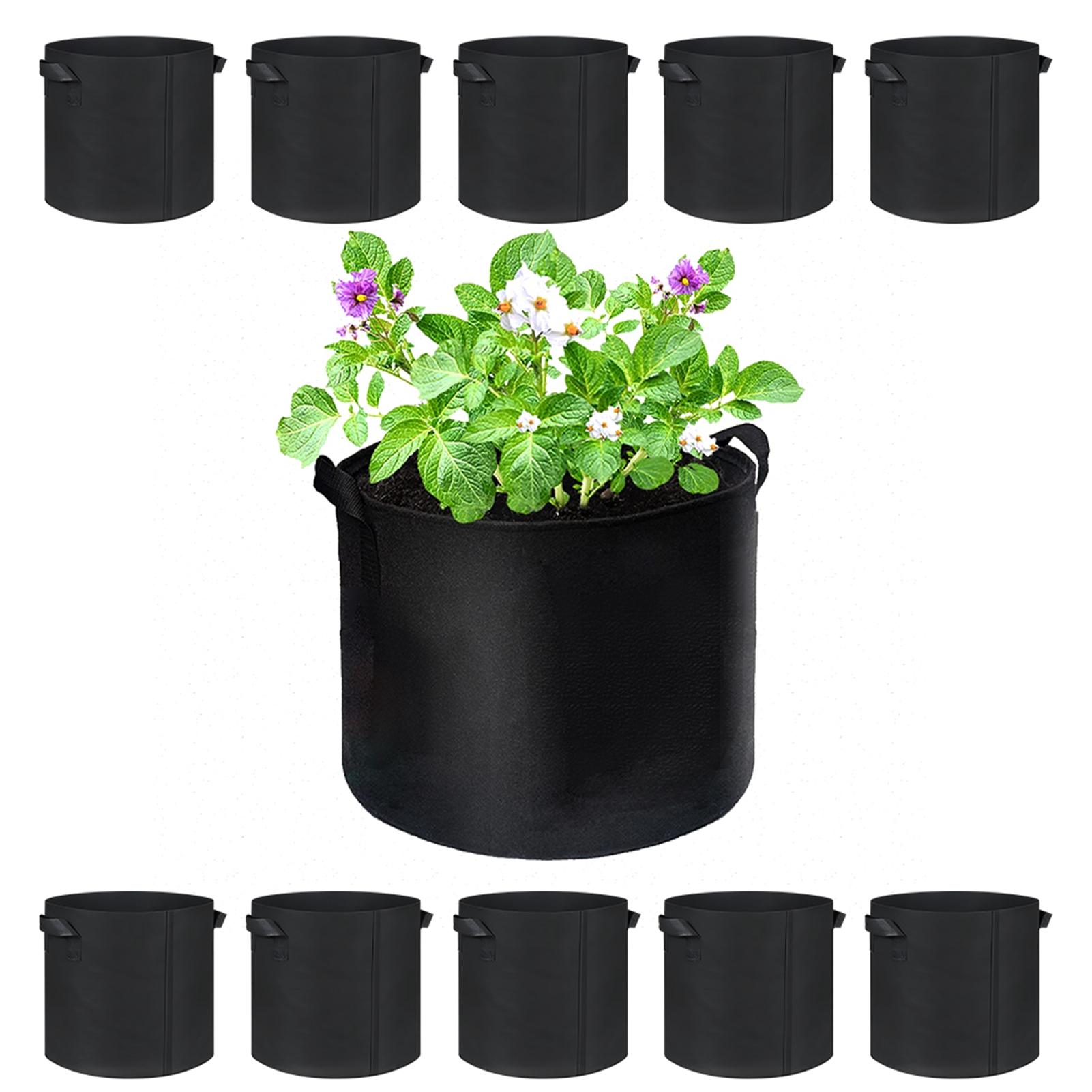 

10 Pack Plant Grow Bags 5 Gallon Non Woven Fabric Breathable Garden Potato Mushroom Grow Bags Foldable Fabric Pots 10 pcs чёрный
