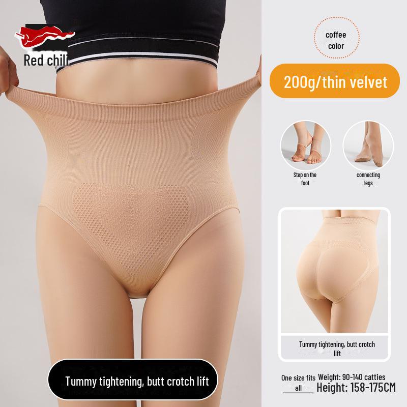 

Теплые бархатные леггинсы с высокой талией Red Pepper для женщин - светочувствительные колготки телесного цвета для осени и зимы 200g, One Size, Connected feet