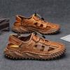 Moda Sandalias de Hombre de Alta Calidad Moda Sandalias de Hombre Cuero Genuino Zapatillas de Playa de Verano Masculinas Antideslizantes Suaves Cómodas Zapatos de Exterior