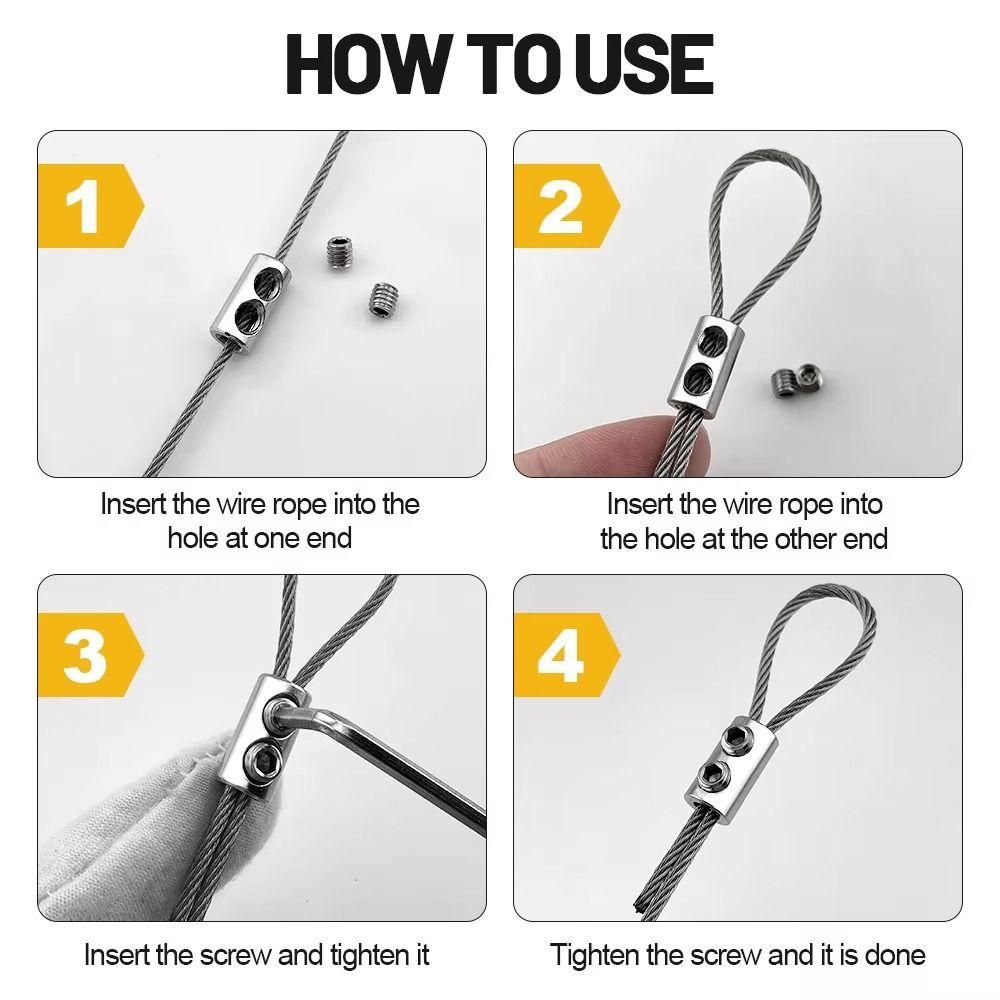 10Pcs Adjustable Cable Clamp Double Hole Cable Locker Steel Cable Fastener  Industrial Construction