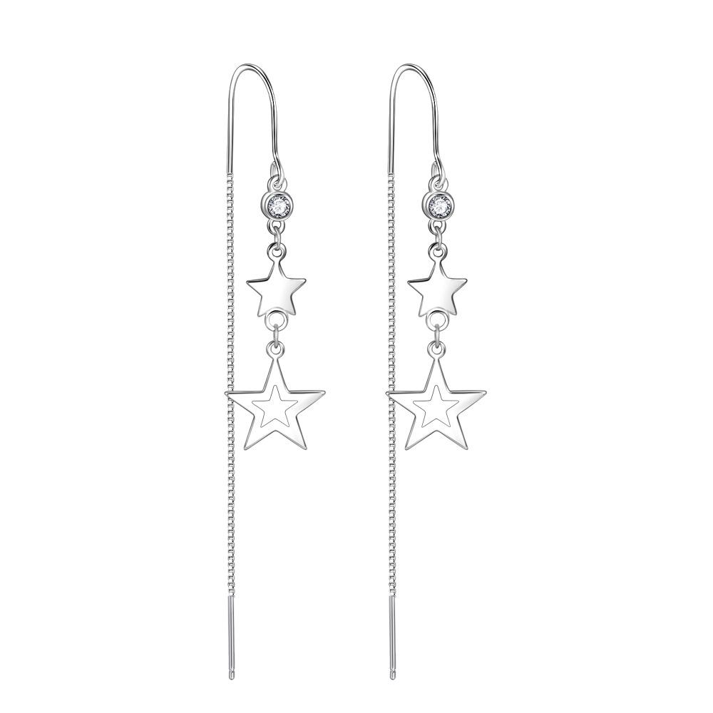Fashion Star Zircon Tassel Ear Hook: Elegant, Cute, Anti-Lost Five-Pointed Star Earrings for Women