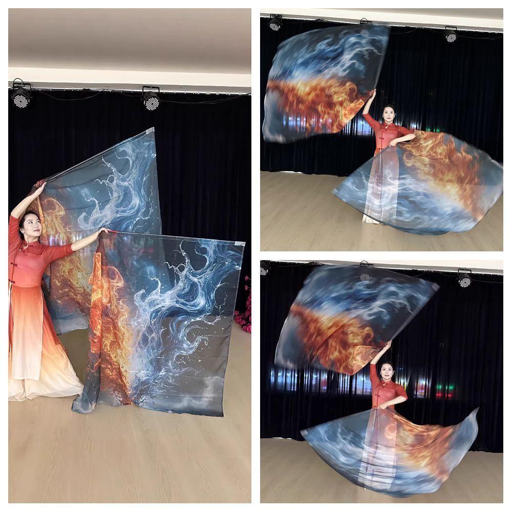 With Telescopic Sticks Rectangle Flags Multicolor Dance Props Dance Performance