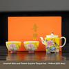 Enamel Color Ceramic Tea Cup Gongfu Tea Set Home Use Drinking Cup  Style Peony Handmade Craft High Temperature Glaze