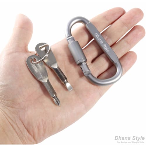 Portable Screwdriver Keychain, Portable Flathead and Phillips Screwdrivers with Carabiner Clip, Multi-Holder, Portable, EDC Keychain, Outdoor, Mini Po