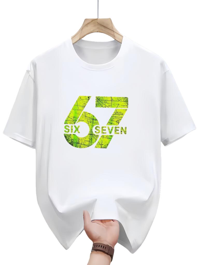 Mens Roundneck Tshirt 67 Size Retro Digital Pattern Design for Casual and Fashionable Outdoor Wear Tshirt