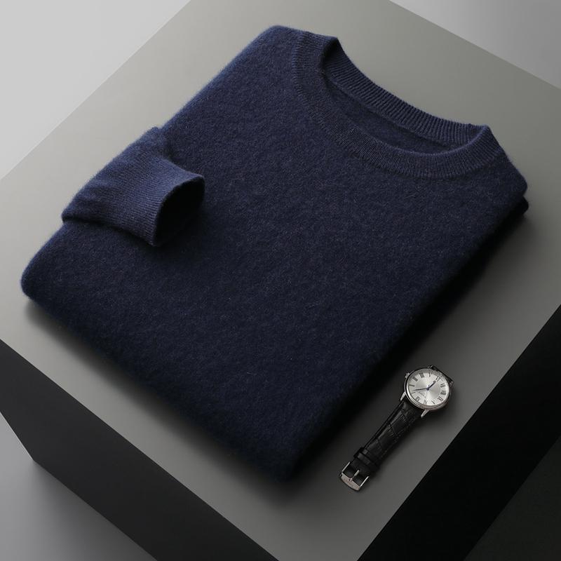 Men's Cashmere Sweater Qinghe Cashmere 30% Cashmere 70% Wool Men's Autumn and Winter Cashmere Pullover Soft and Warm