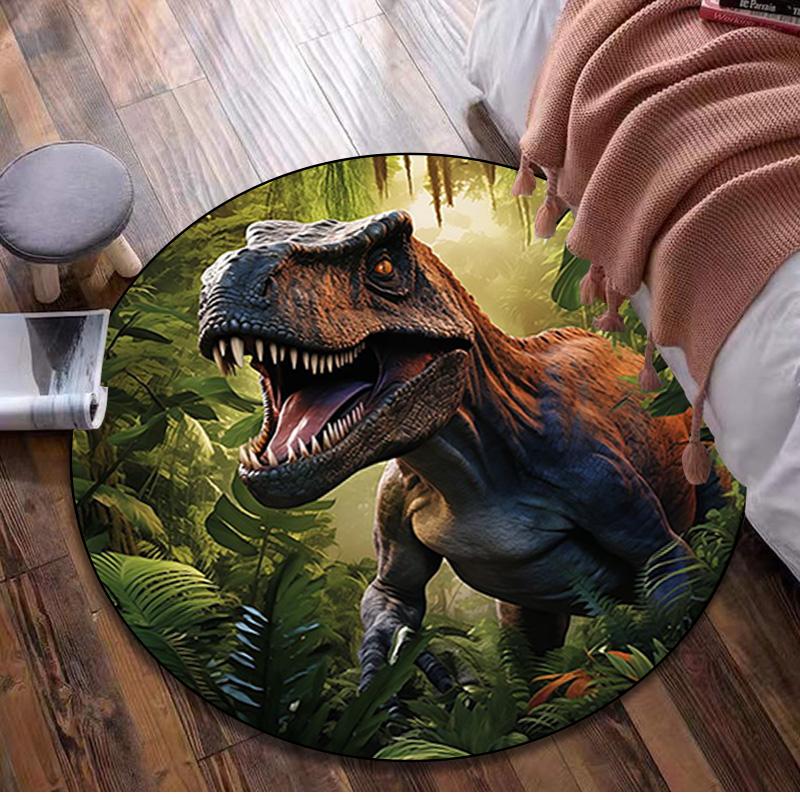 Dinosaurs Circular Rug - Office Decorative Carpet For Living Room Bedroom Door Mat Floor Rug Computer Chair Area Rug
