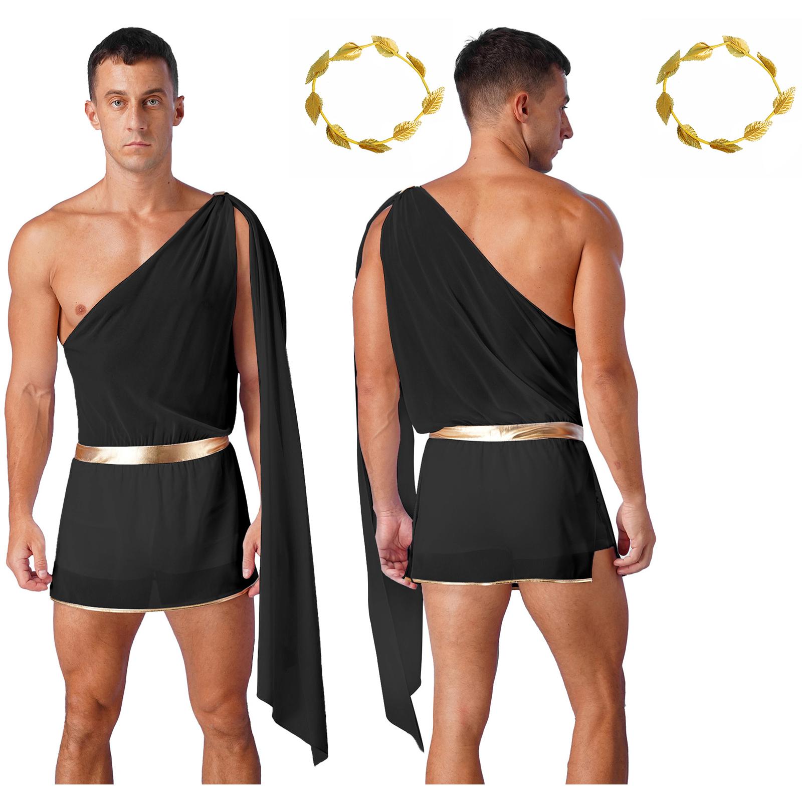 

Чоловічий костюм тога Дорослий римський давньогрецький костюм на Хелловін з головними уборами XL чорний