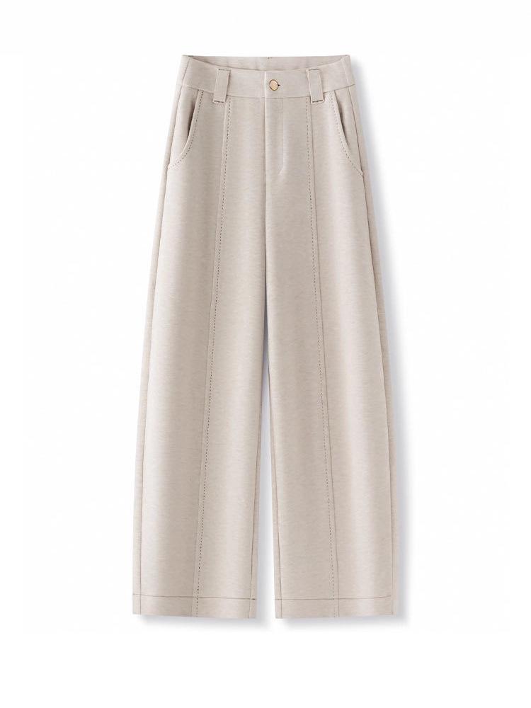 Women's Slim Fit Acetate Wool Cigarette Pants - Autumn/Winter Straight-Leg Casual Trousers