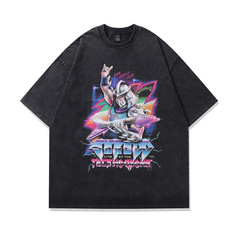 American Street Washed Old Short-Sleeved T-Shirt Men'S Summer Ins Tide Brand Loose Couple'S High Street Top Tide