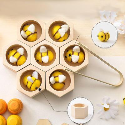 Wood Beehive Toy Clamp Bee To Matching Game, Preschool Fine Motor Skill for Children