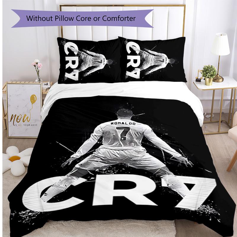 Set Lenzuola 3 Pezzi con Stampa Cristiano Ronaldo Morbido Delicato sulla Pelle Lavabile Copripiumino e Federe Set Stagione Unica Camera da Letto