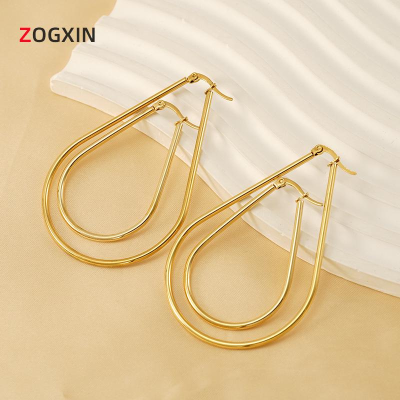 

Geometric Water Drop Stainless Steel Earrings: European & American Fashion Trend 18K