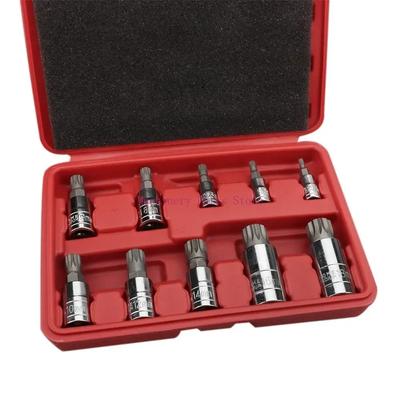 10 szt. XZN Tampered Triple Square Spline Bit Socket Set 3/8" 1/4" 1/2" Drive 12 Point MM Socket Set Tamper Proof Tool Kit