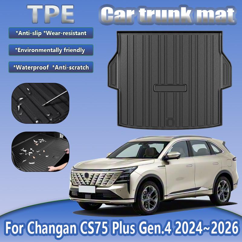 For Changan CS75 Plus Gen.4 C928 2024~2026 TPE Car Trunk Mat Rubber Dirt-resistant Trunk Storage Pad Boot Carpet Rug Accessories