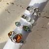 New Fashion Creativity Resin Wine Red Large Size Turn The Finger Rings Five-Piece Set for Wonen Inlay Zircon Rings Set Zircon
