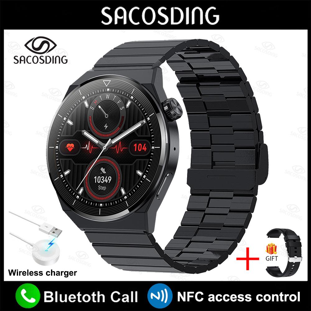 SACOSDING NFC Smart Watch Men GT3 Pro AMOLED 390*390 HD Screen Heart Rate Bluetooth Call IP68 Waterproof SmartWatch For Huawei Xiaomi