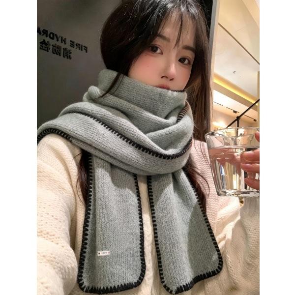 Knitted Hemming Scarf Women's Winter New Korean Atmosphere Scarf Fashionable Versatile Warm Scarf Neck Protection