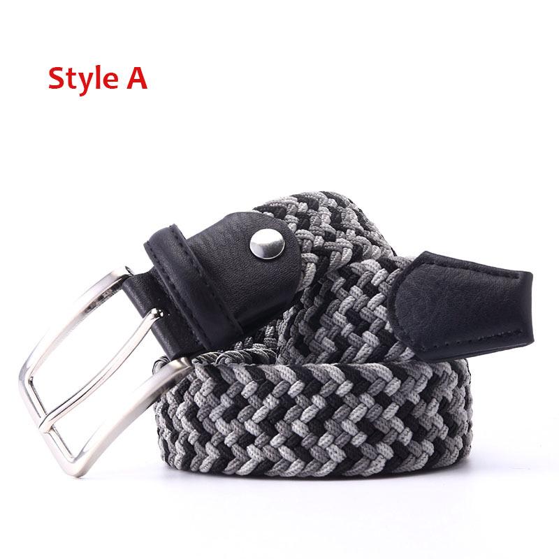 Stylish Men's and Women's Elastic Woven Belt with Pin Buckle