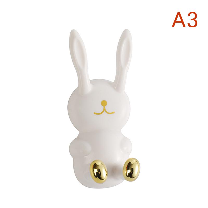 Roztomilý držák na zubní kartáčky ve tvaru králíčka, bez nutnosti vrtání, police na zubní kartáčky, silný samolepicí nástěnný háček, multifunkční držák na napájecí zástrčky, věšák