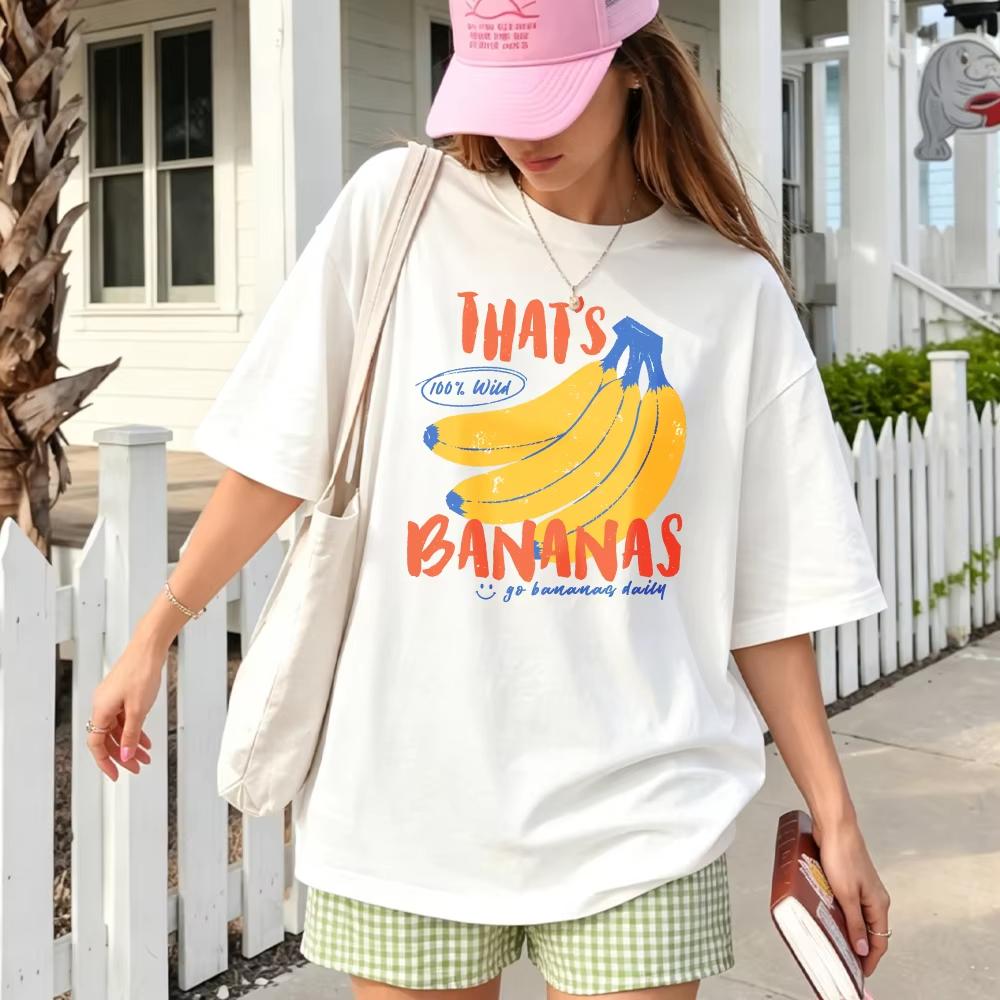 Unisex Thats Bananas Cartoon Fruit Letter Print T Shirt Crew Neck Short Sleeve Cotton Cute Y2k Casual Daily Holiday Summer Tops