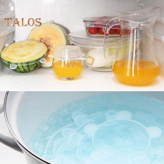 6Pcs Silicone Lid Cover Set Spill-proof Leak-proof Kitchen Helper Multi-size Fresh-keeping Lids for Containers High Low Temp Resistant Bowl Covers