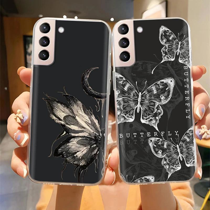 For Samsung S21 FE Plus Ultra Phone Case Butterfly Cat Soft Silicone Cover For Galaxy S21+ S21FE S 21 Protection Funda Coque