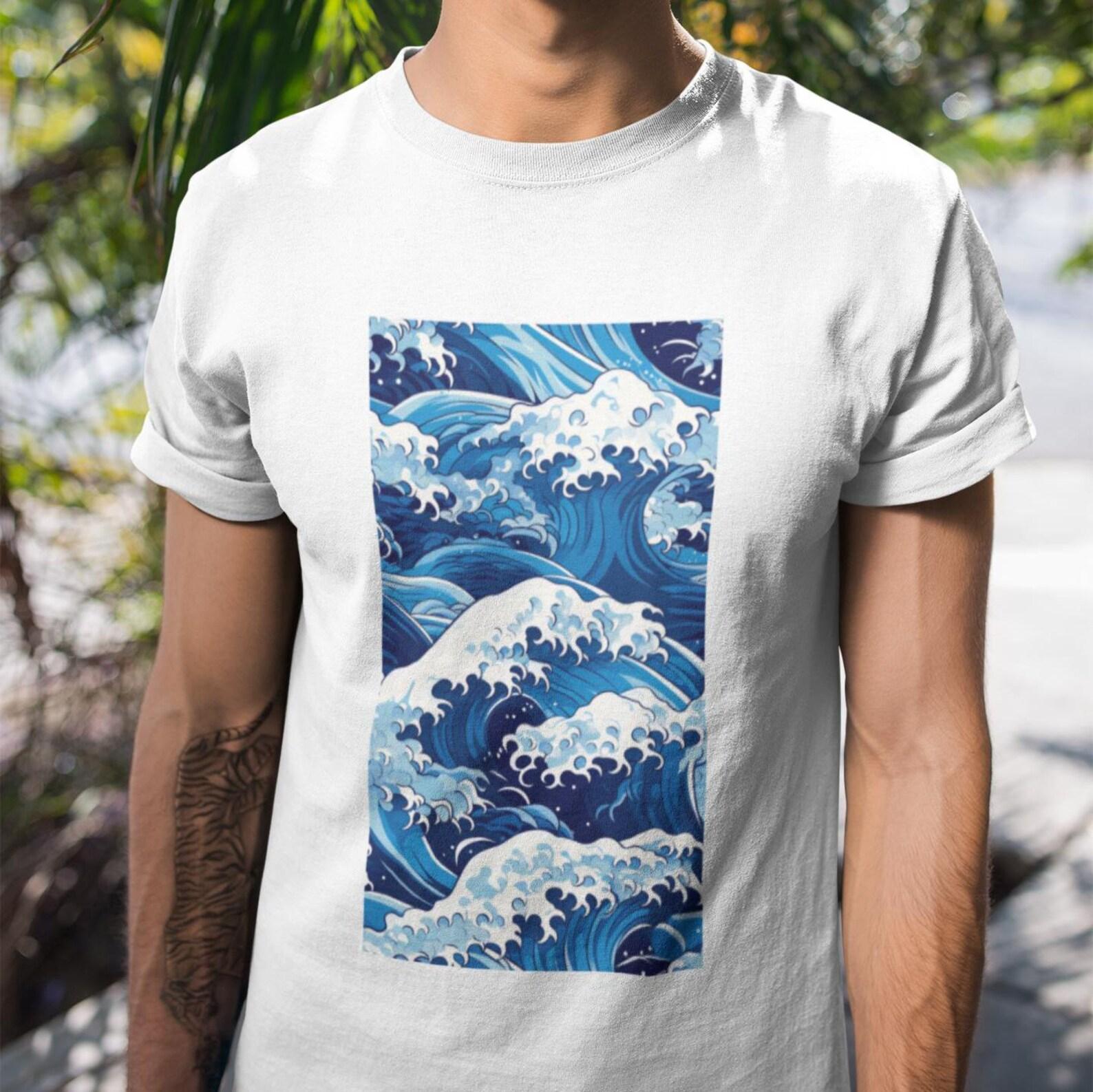 Japanese Wave Art Graphic T-Shirt - Hokusai Inspired Ocean Wave Design Art Lovers, Surfers, and Nature Enthusiasts Great Wave off Kanagawa S