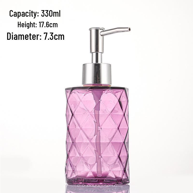 Colored Glass Press-Type Refillable Bottle for Lotion, Hand Soap, Shampoo, or Shower Gel