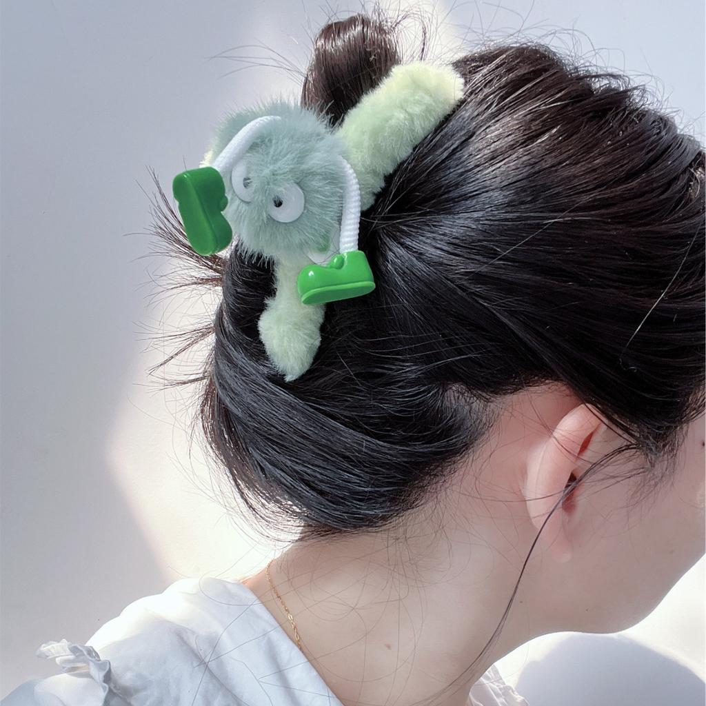 winter personality funny plush hairball grab clip cartoon long legs small coal ball hair grab girl cute hair accessories