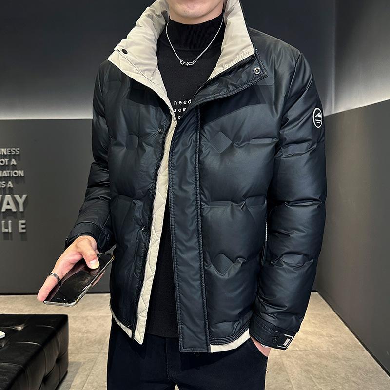 Down Jacket Men's Winter and Winter Thickened Short White Duck Down Men's Winter Stand-up Jacket